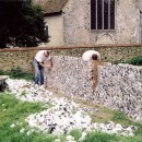 Re-building an historic flint wall